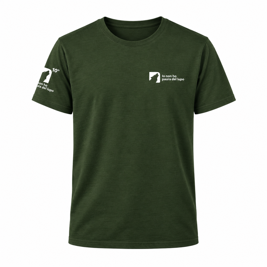 T shirt in cotone organico Io non ho paura del lupo - verde
