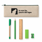 Set cancelleria INHPDL con sacchetto in cotone e juta