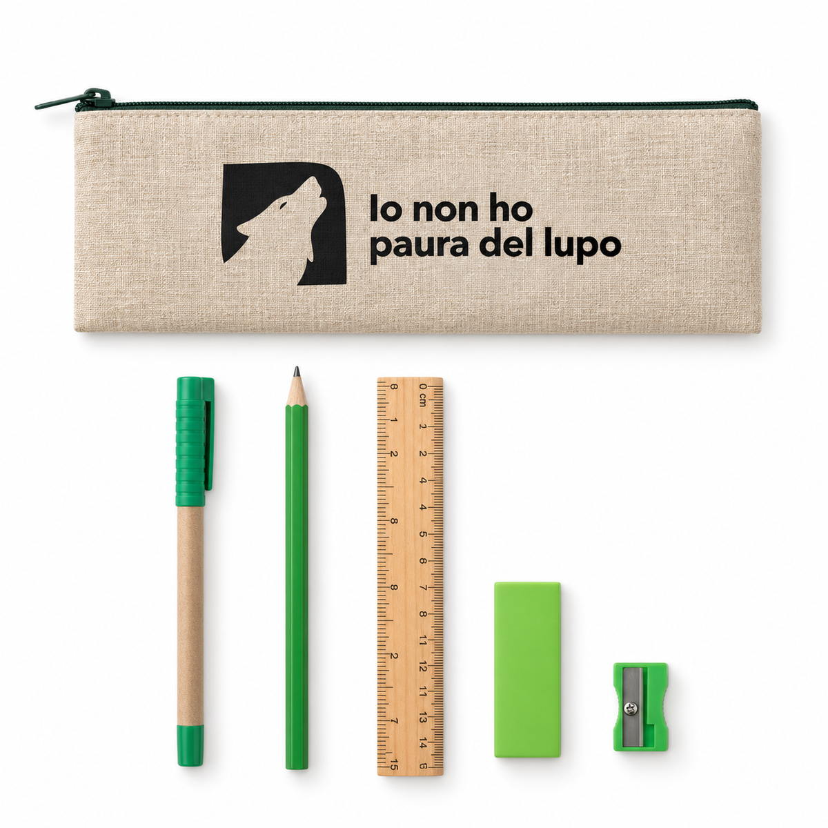 Set cancelleria INHPDL con sacchetto in cotone e juta